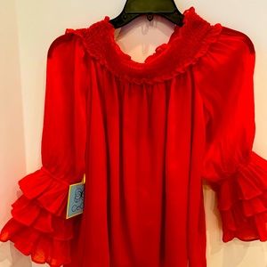 Off shoulder red top